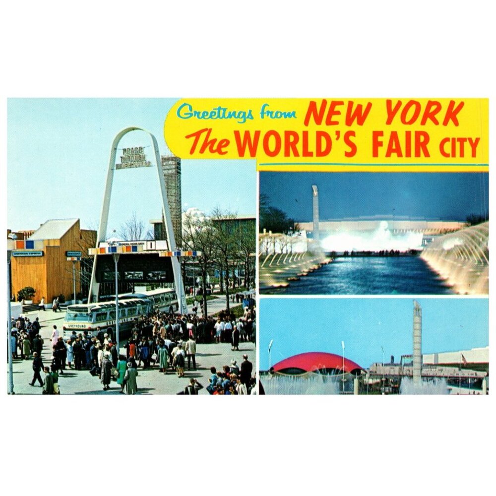 Postcard Chrome era The World's Fair New York City fountain of the planet